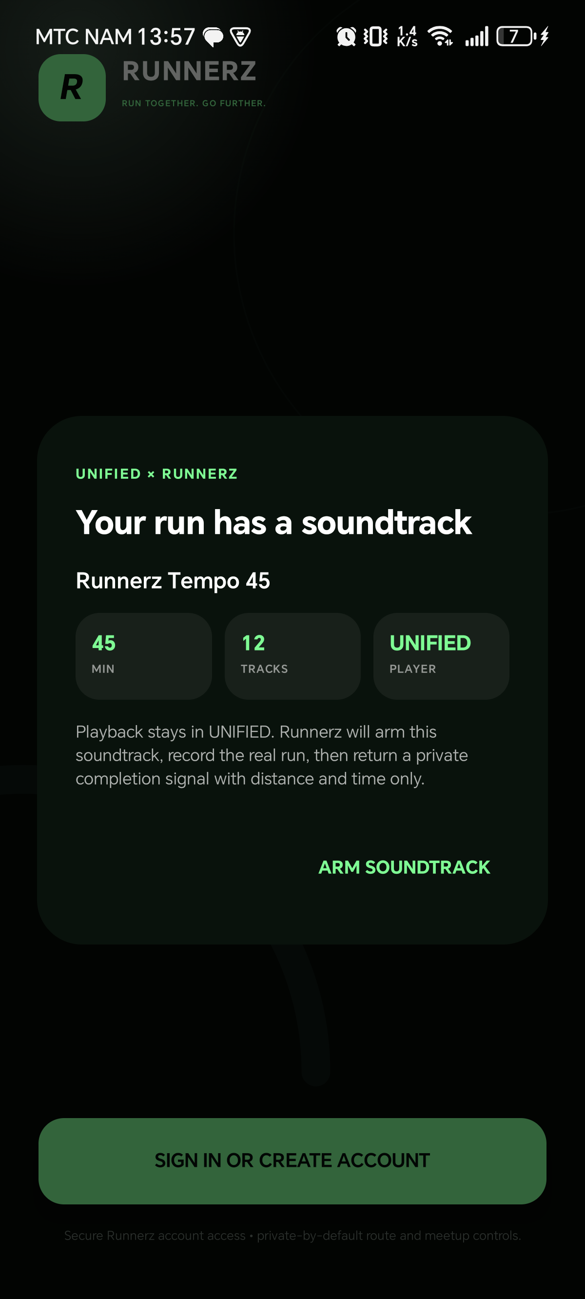UNIFIED native Runnerz relay showing the explicitly armed soundtrack handoff contract